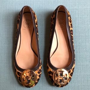 Tory Burch Reva Calf Hair Leopard Flats